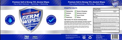 750 Wipes Label (Blue 750 Cloth)